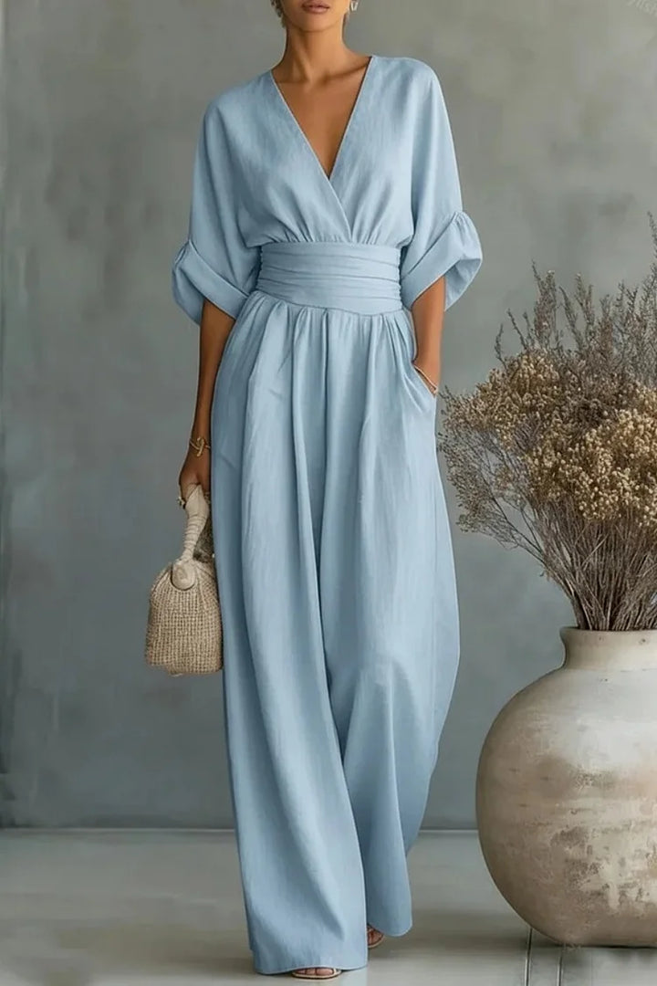 Wide-Leg Wrap Waist Jumpsuit