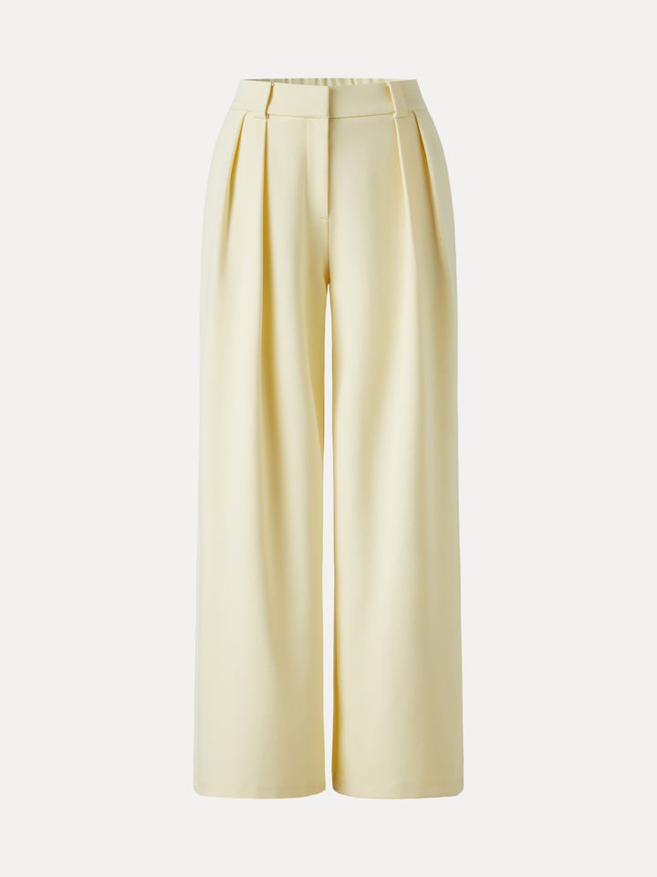 4-Way Stretch Drapey Mid Rise Wide Leg Work Pants