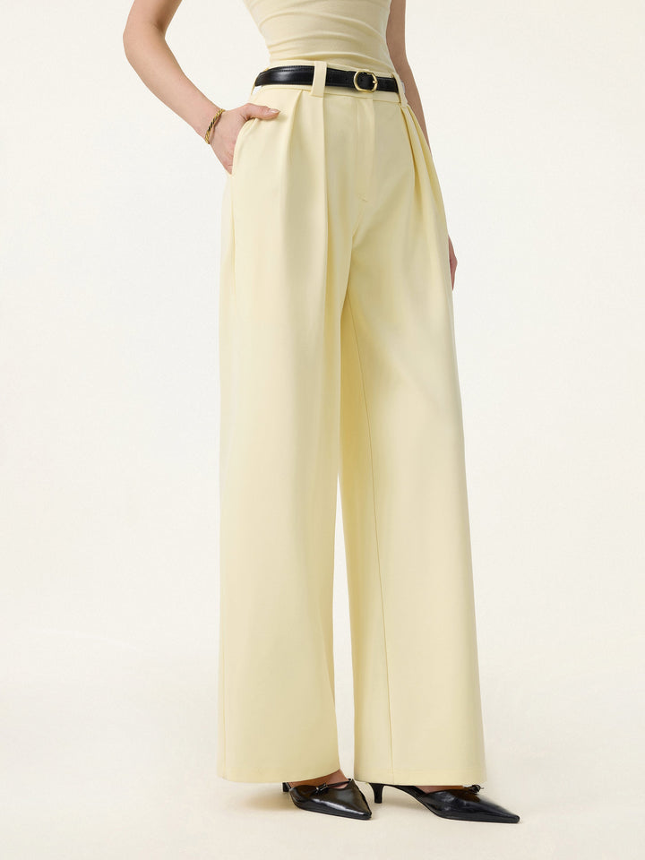 4-Way Stretch Drapey Mid Rise Wide Leg Work Pants