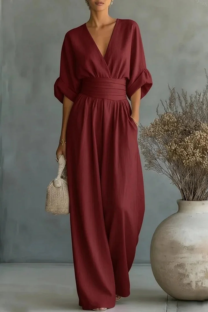 Wide-Leg Wrap Waist Jumpsuit