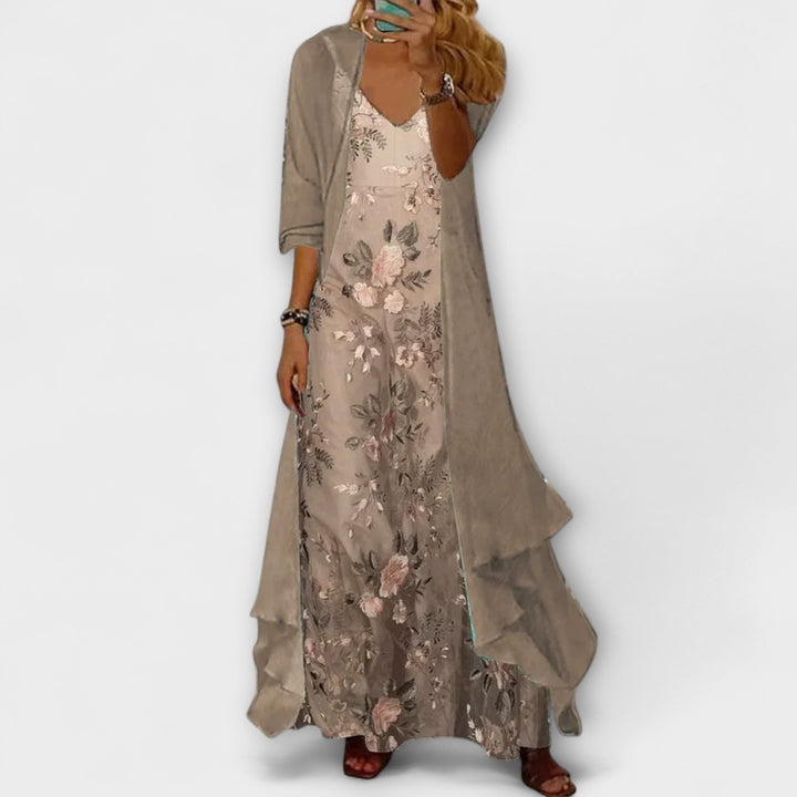Clara Elegant Maxi Dress Two-Piece Set