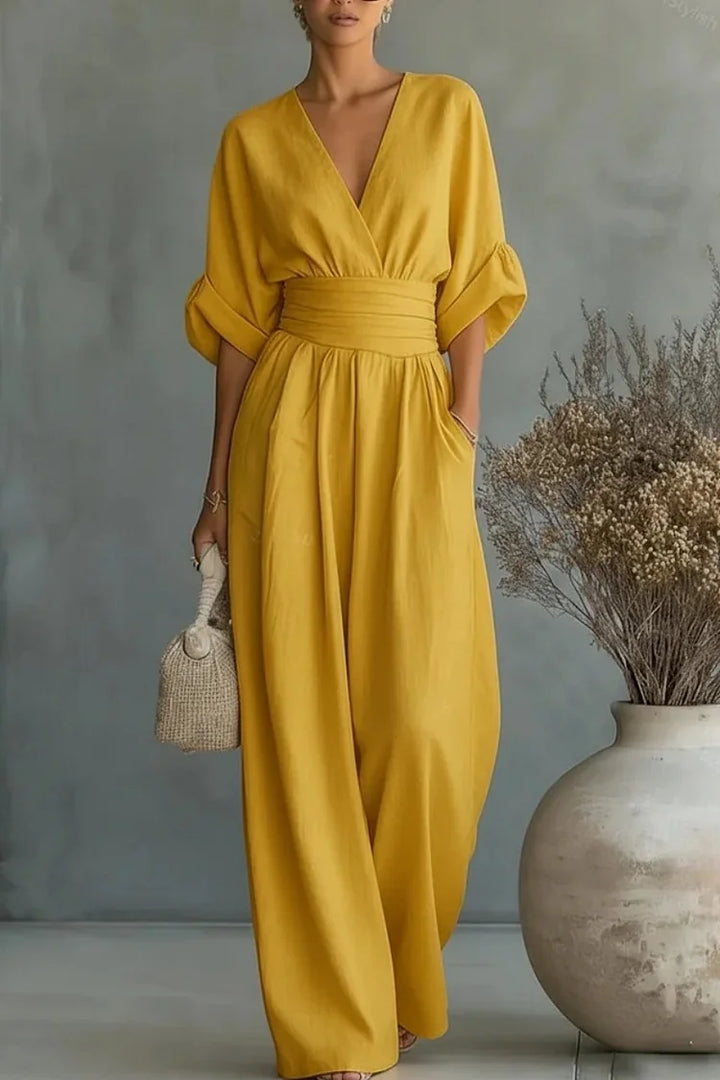 Wide-Leg Wrap Waist Jumpsuit