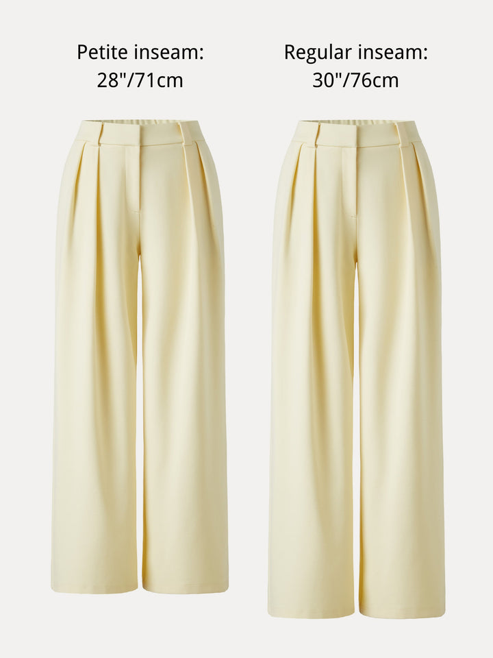 4-Way Stretch Drapey Mid Rise Wide Leg Work Pants