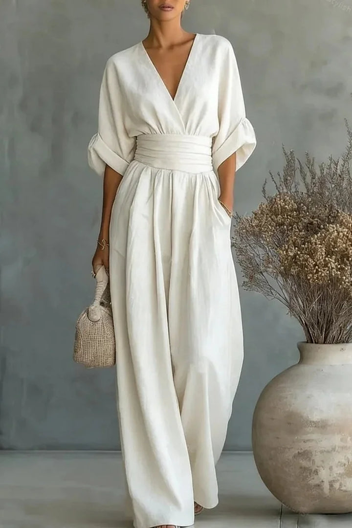 Wide-Leg Wrap Waist Jumpsuit