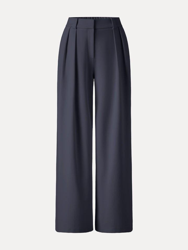 4-Way Stretch Drapey Mid Rise Wide Leg Work Pants