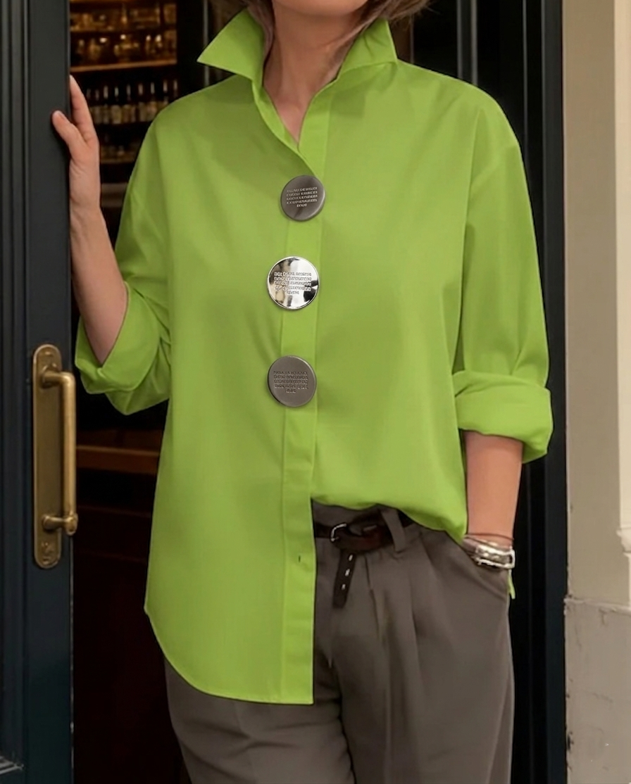 Oversized Blouse with Metallic Buttons