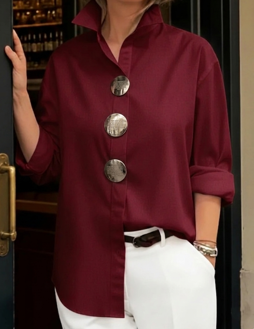 Oversized Blouse with Metallic Buttons