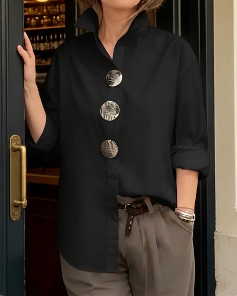 Oversized Blouse with Metallic Buttons