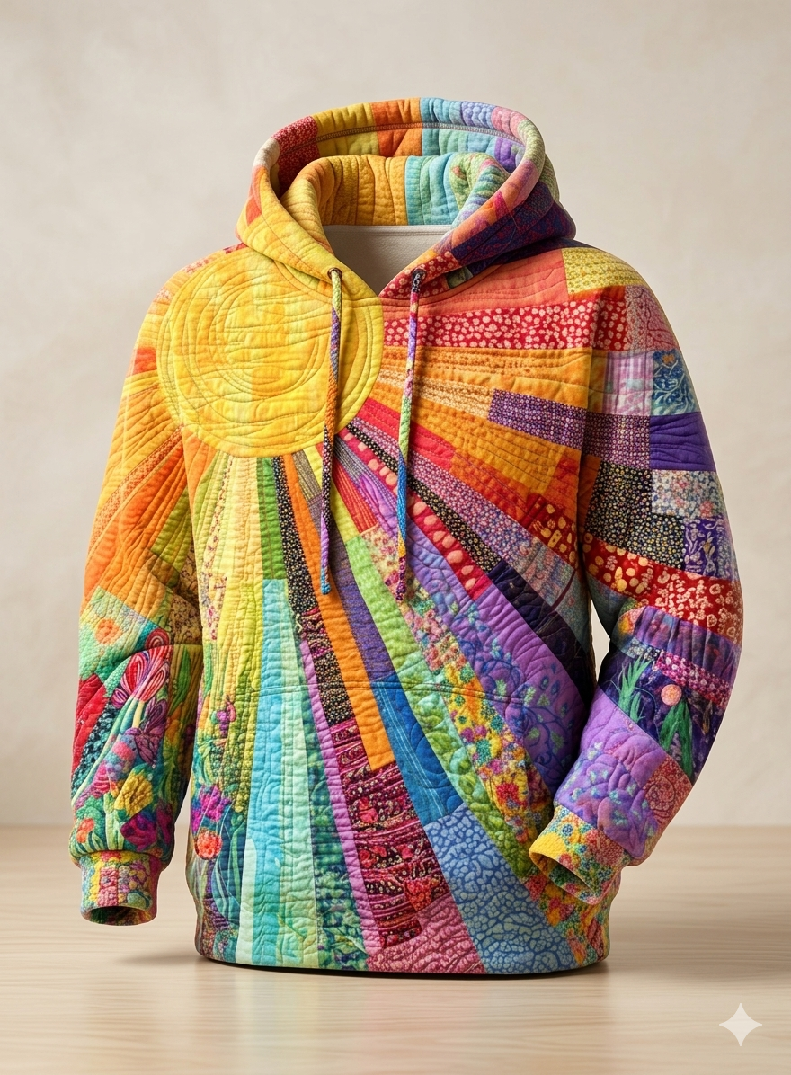 Laura™ - Bohemian Multicolor Patchwork Hoodie