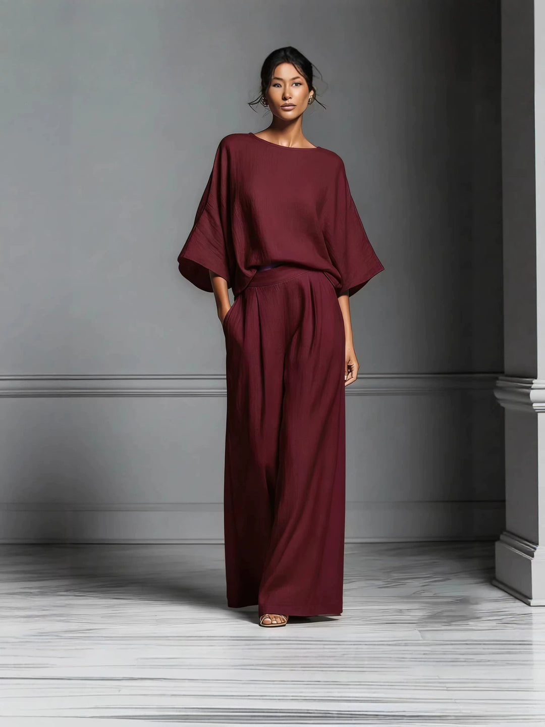 Aria | Bell-Sleeve Linen Two-Piece Set