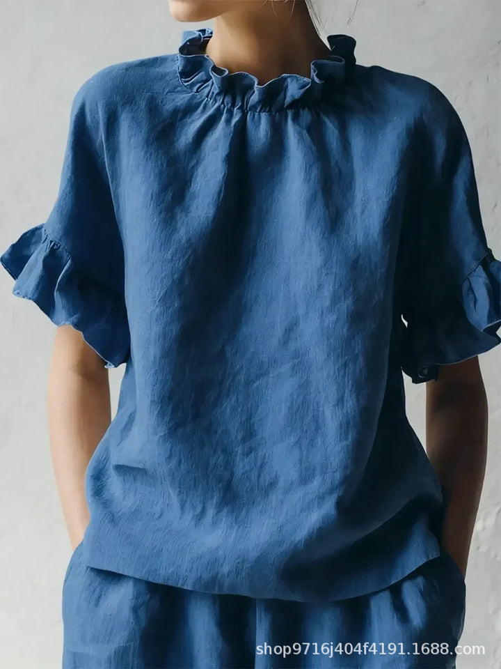 Lila | Ruffle-Sleeve Cotton Blouse