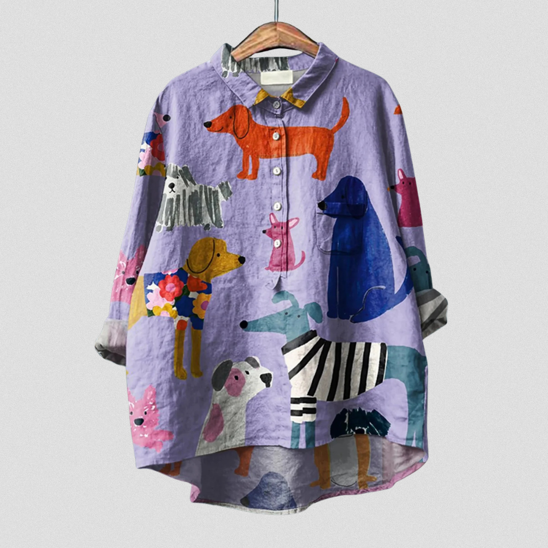 Coralie | Dog Art Print Casual Shirt