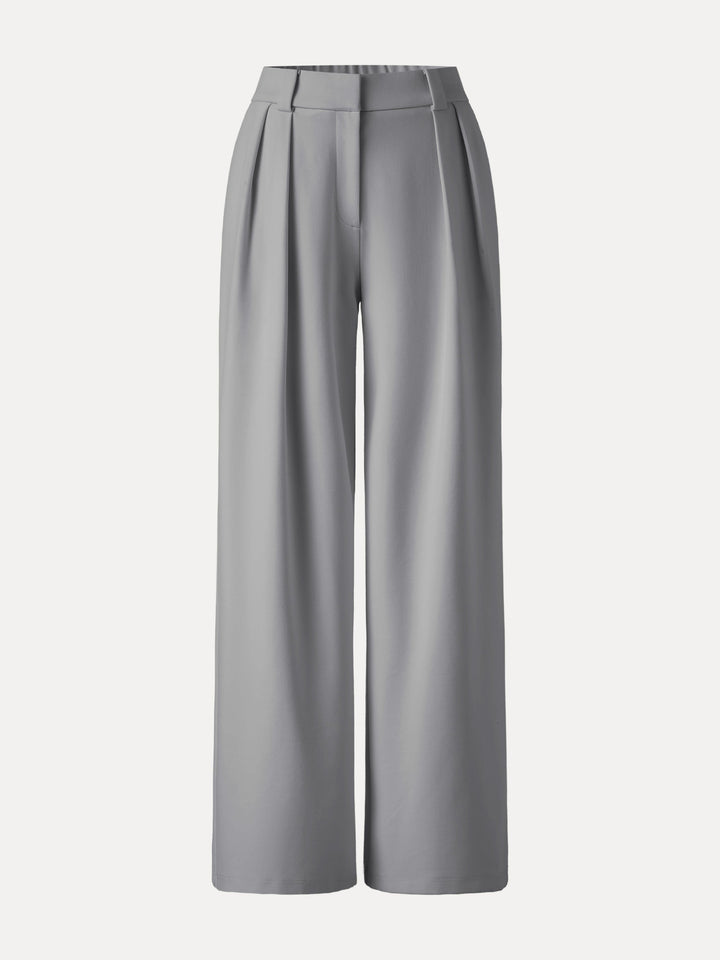 4-Way Stretch Drapey Mid Rise Wide Leg Work Pants