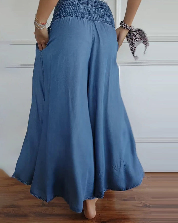 Trousers with elastic waistband