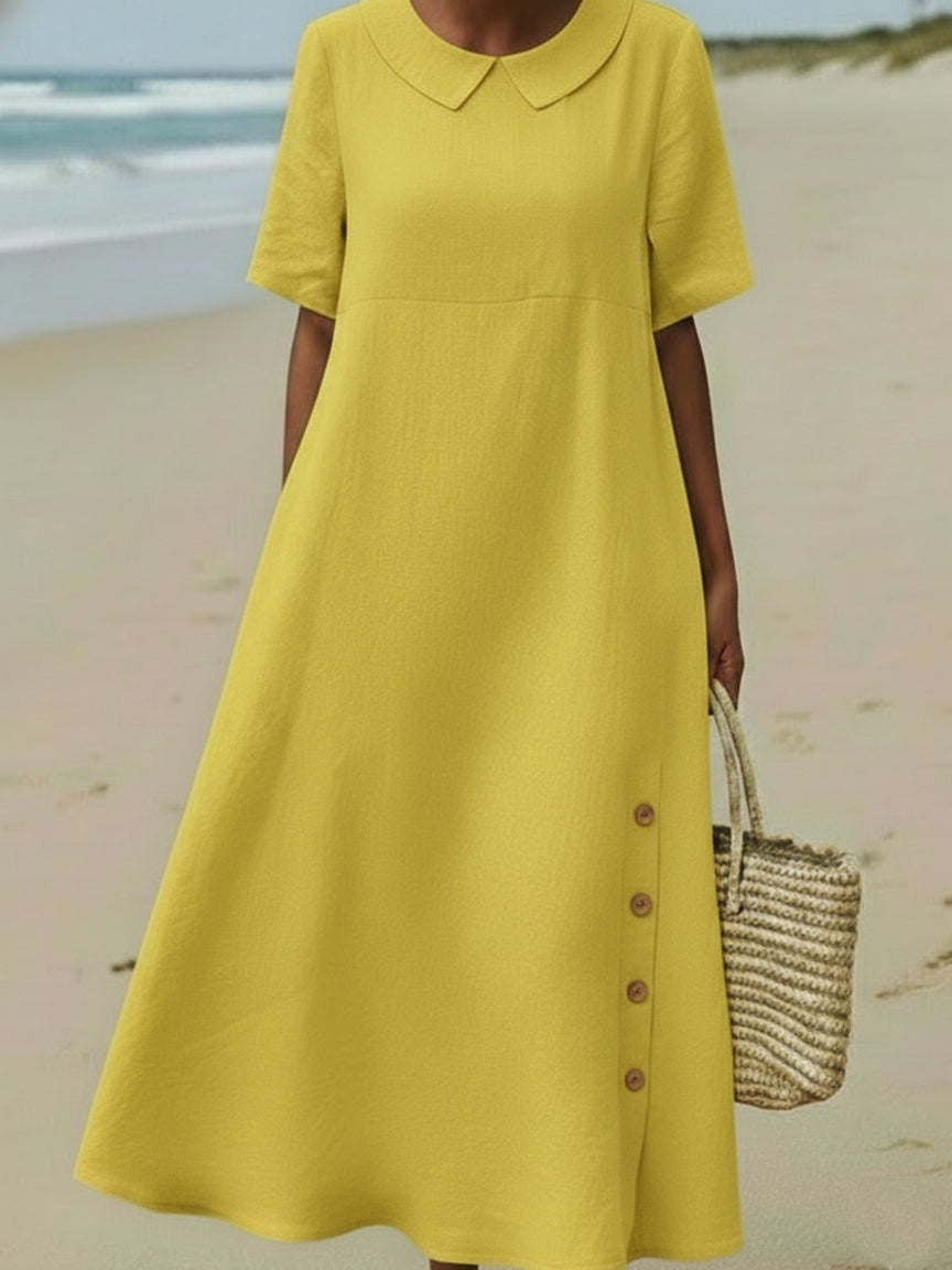 Retro Cozy Peter Pan Collar Loose Midi Dress