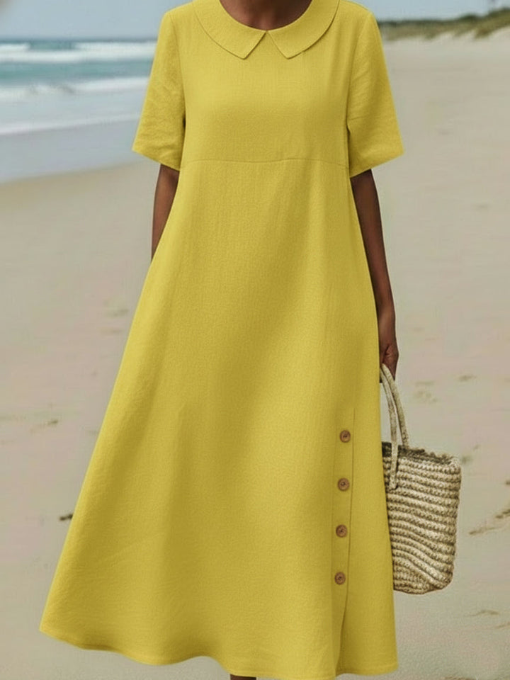 Retro Cozy Peter Pan Collar Loose Midi Dress