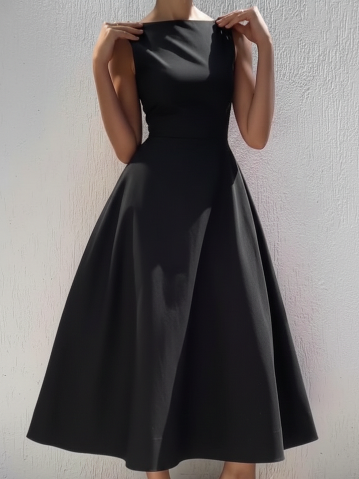 Elegant Vintage A-line Midi Dress