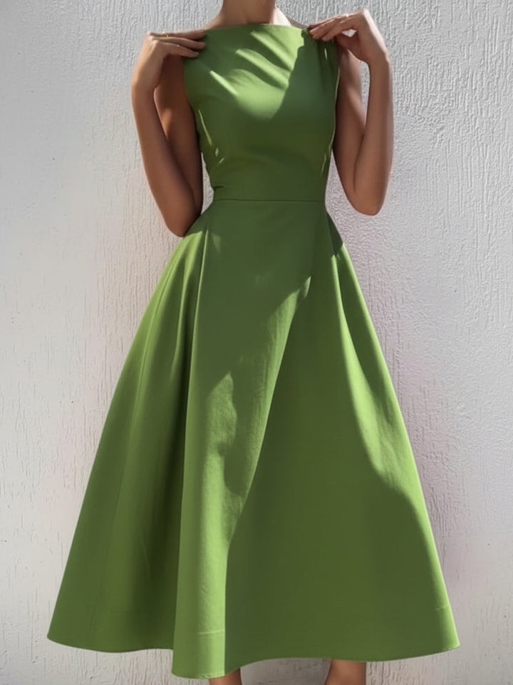 Elegant Vintage A-line Midi Dress