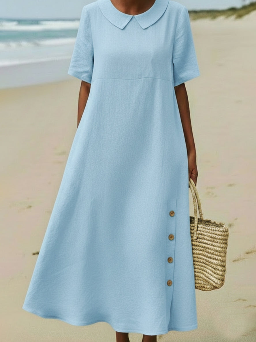 Retro Cozy Peter Pan Collar Loose Midi Dress