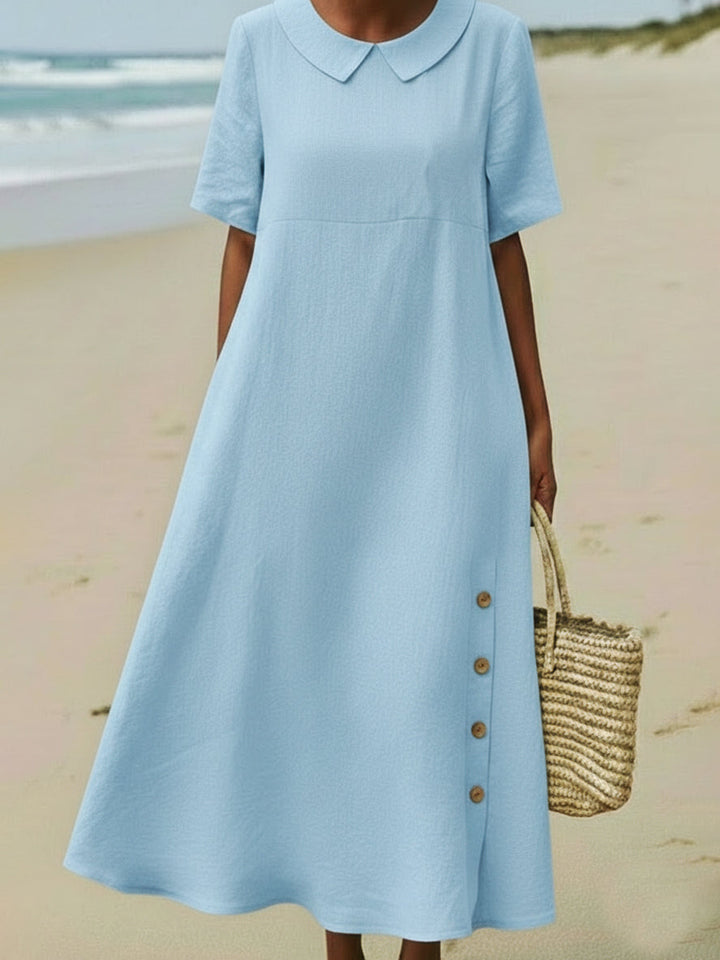 Retro Cozy Peter Pan Collar Loose Midi Dress