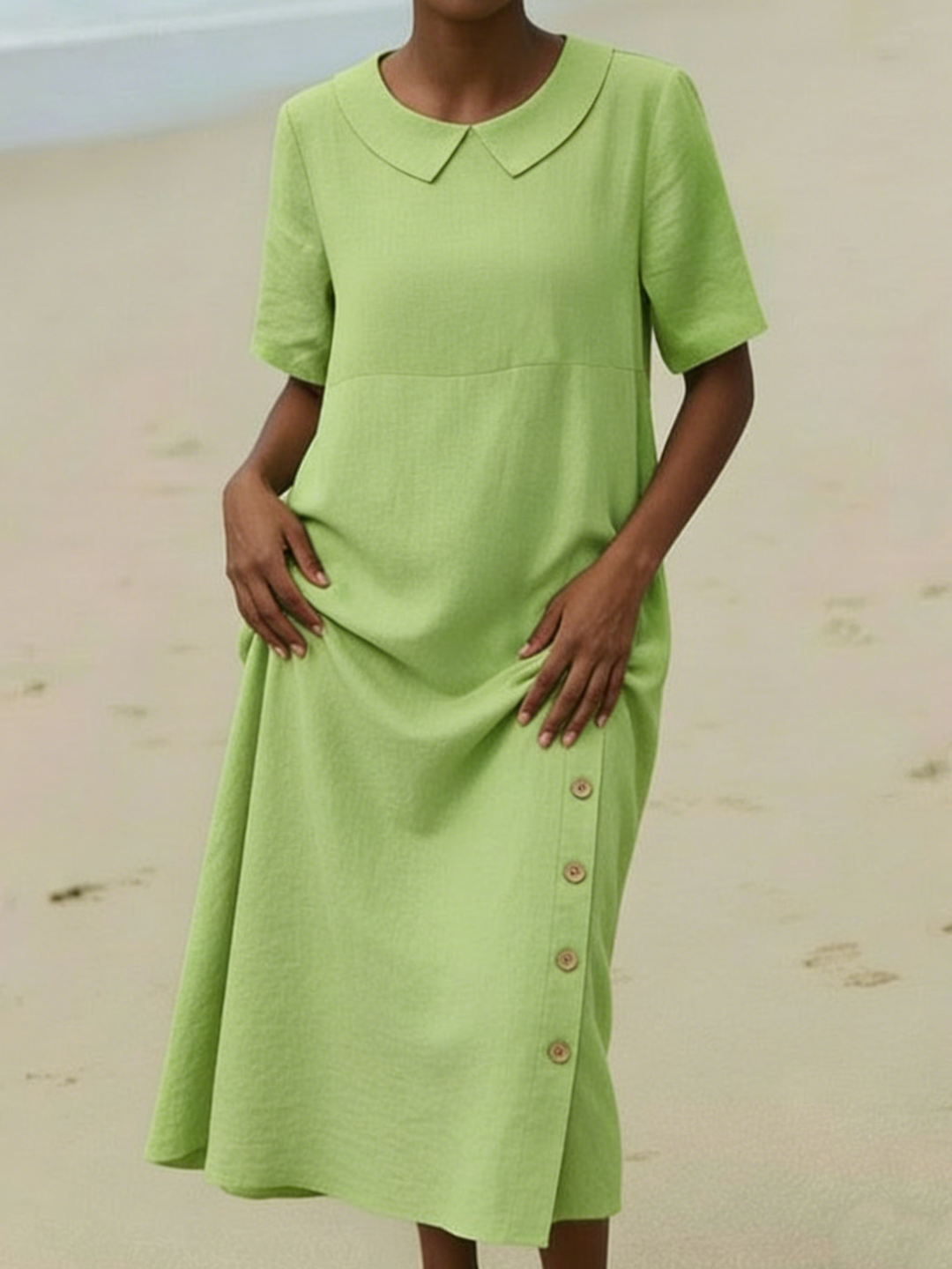 Retro Cozy Peter Pan Collar Loose Midi Dress