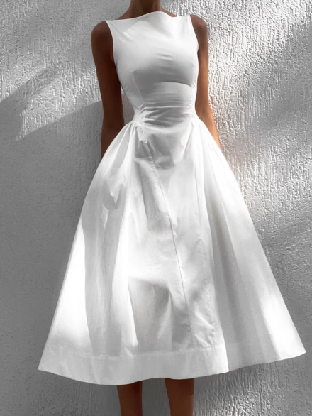 Elegant Vintage A-line Midi Dress