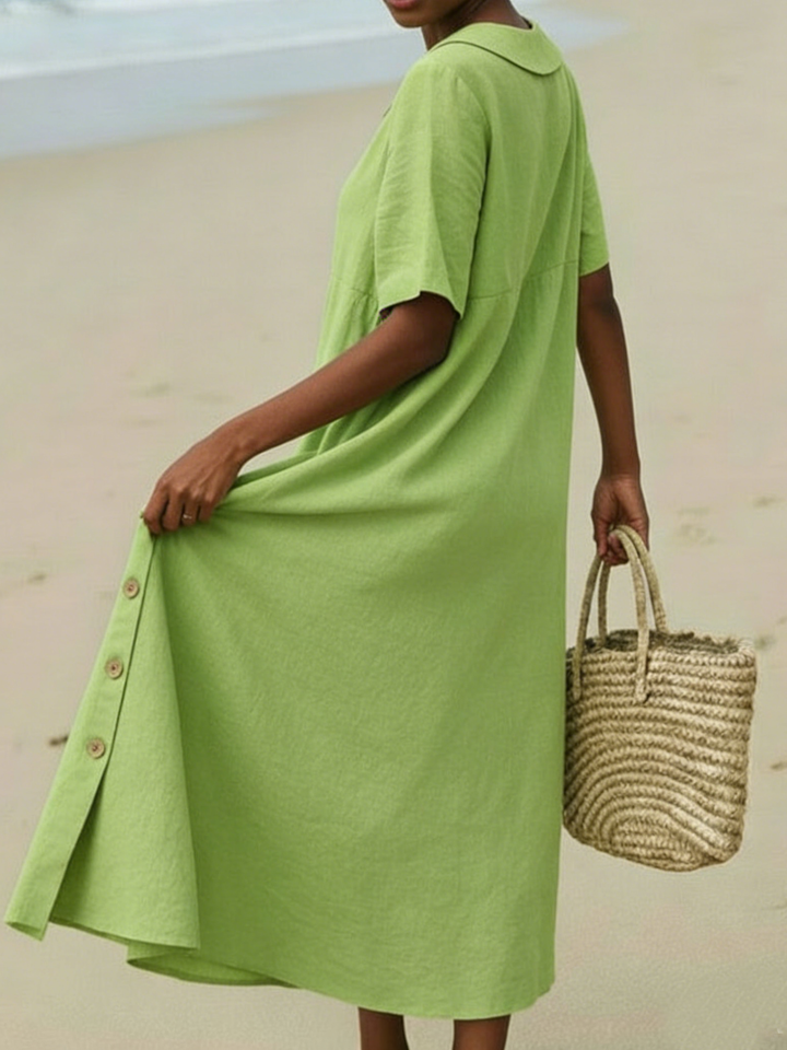 Retro Cozy Peter Pan Collar Loose Midi Dress