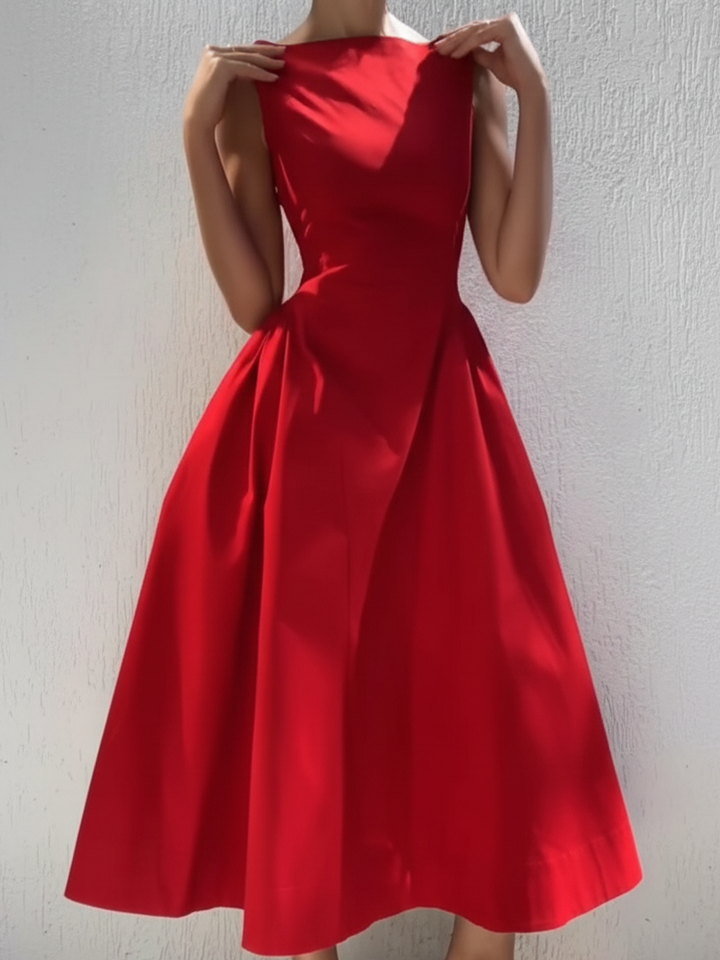 Elegant Vintage A-line Midi Dress