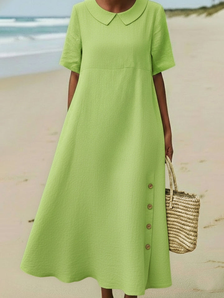 Retro Cozy Peter Pan Collar Loose Midi Dress