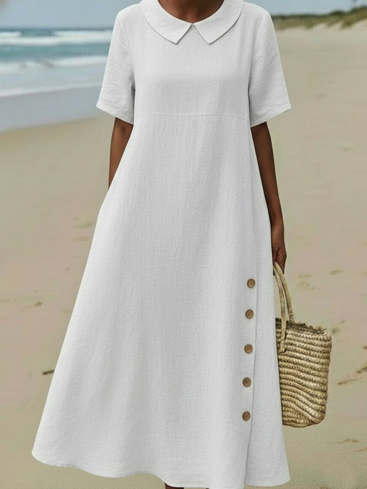 Retro Cozy Peter Pan Collar Loose Midi Dress