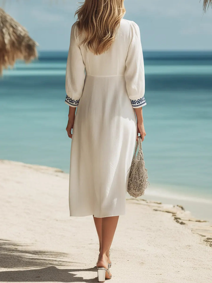Women's Ethnic Pattern Art Casual Vacation 3/4 Sleeve Midi Dress