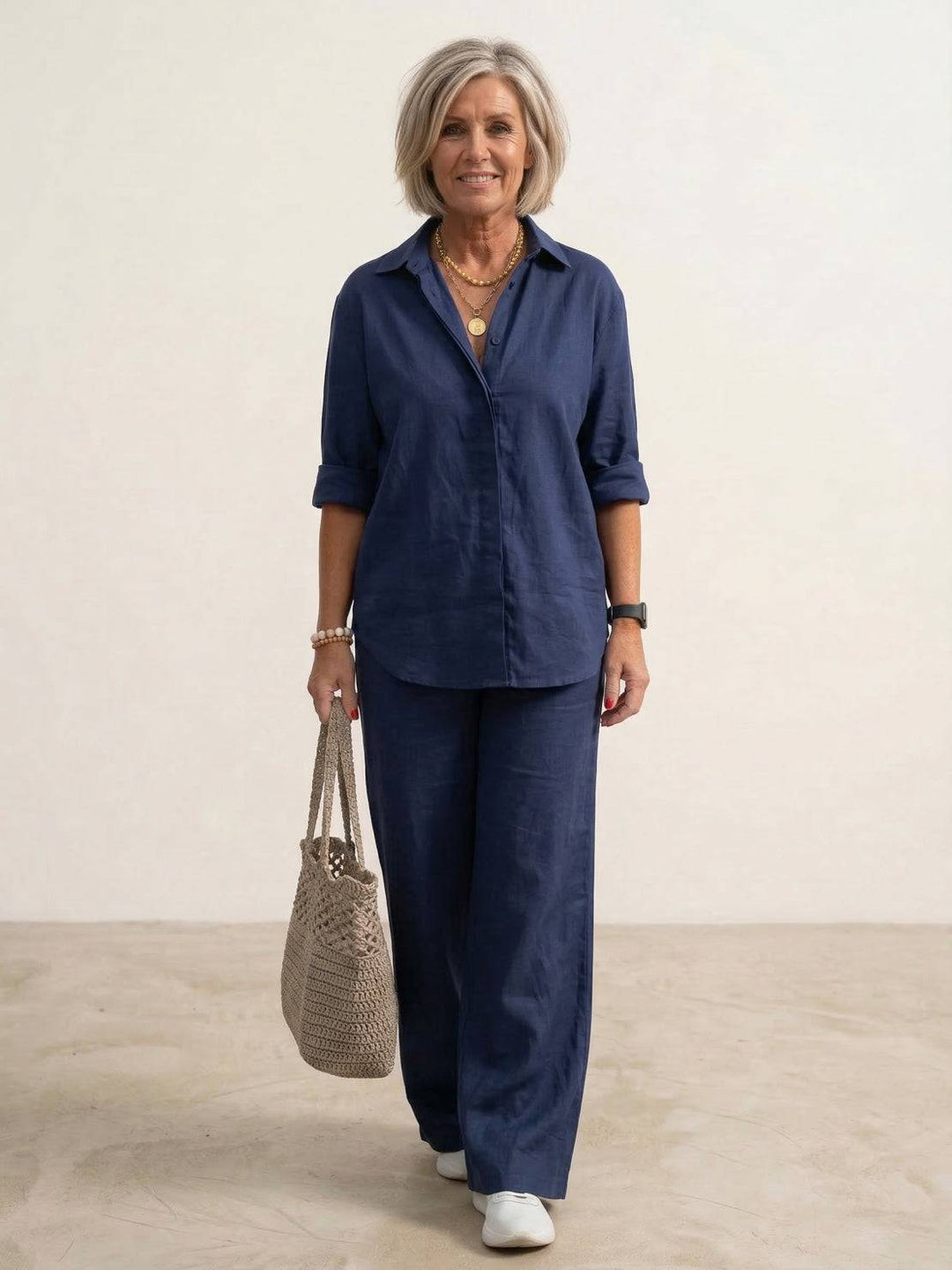 Oversized 100% Cotton Shirt and Wide-Leg Pants Co-ord Set