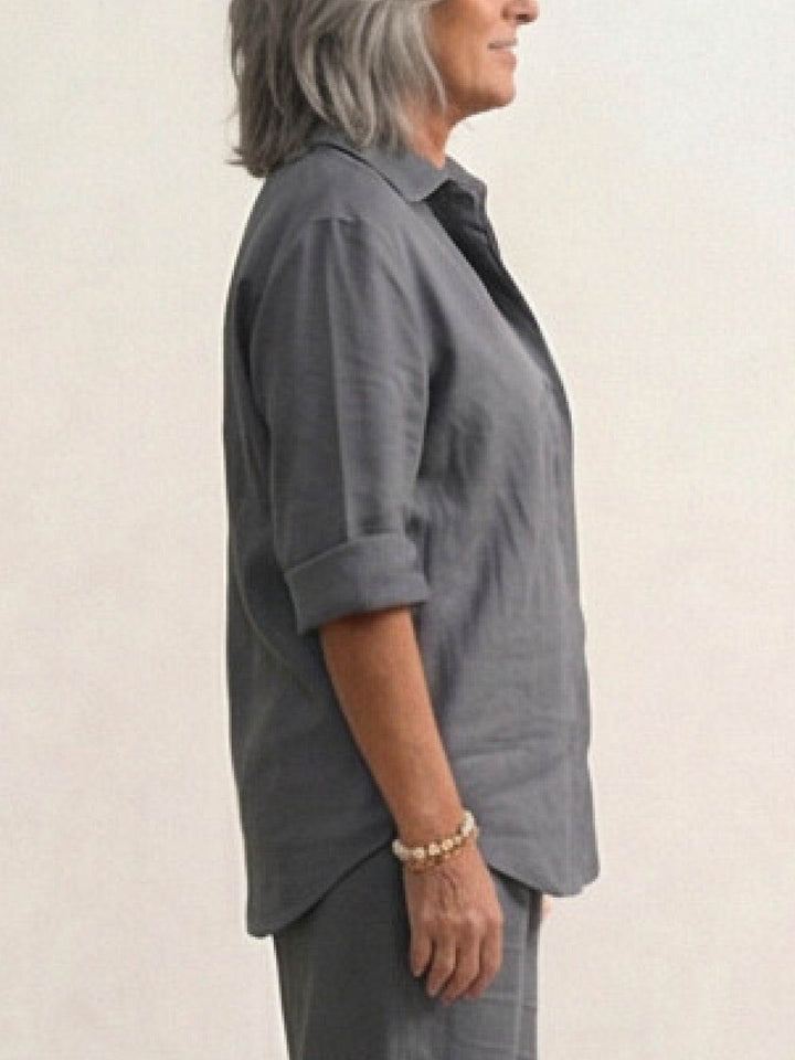 Oversized 100% Cotton Shirt and Wide-Leg Pants Co-ord Set