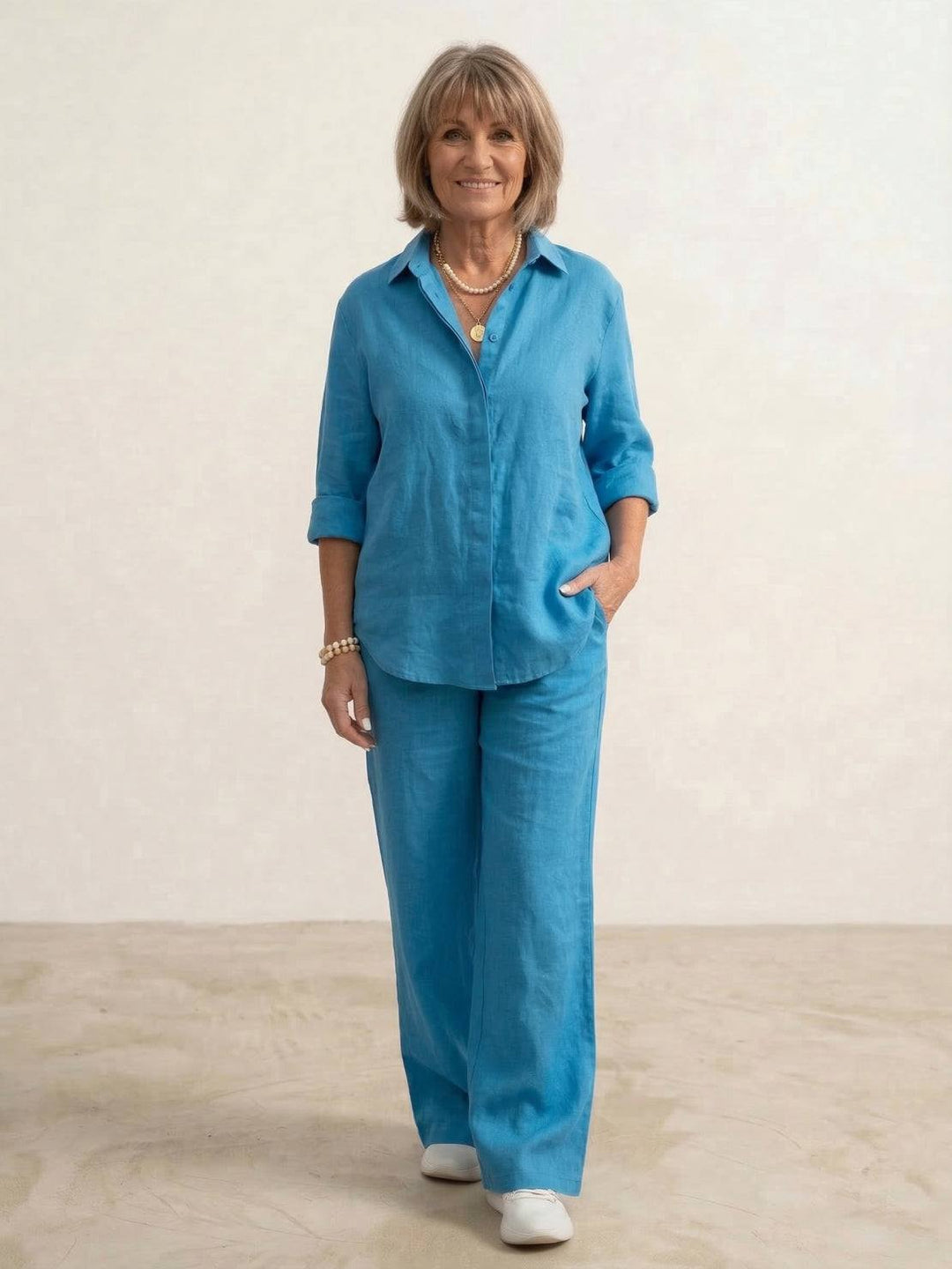 Oversized 100% Cotton Shirt and Wide-Leg Pants Co-ord Set