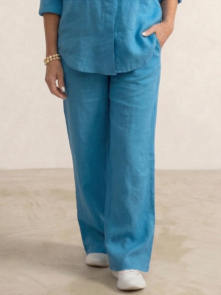 Oversized 100% Cotton Shirt and Wide-Leg Pants Co-ord Set